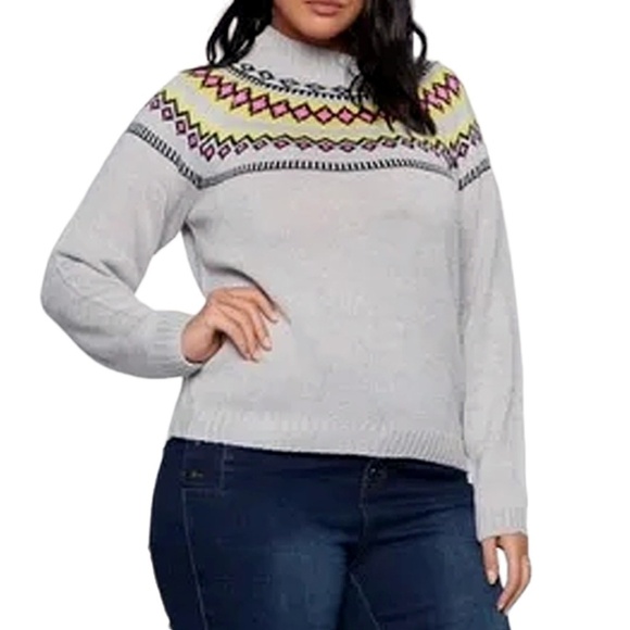 Fashion Nova Sweater Icelandic Inspired Champagne Showers Pullover Fair Isle - Picture 1 of 12